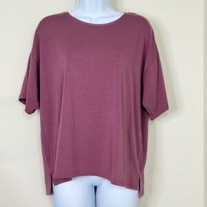 Garnet‎ Hill Women's Mauve Tencel Spandex Short Sleeve Tunic Top Size Large